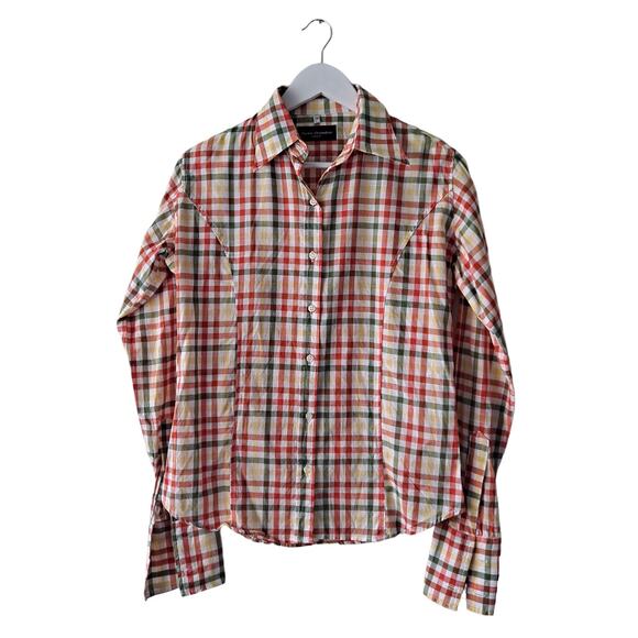Daniele Alessandrini Bundle of 2 Gingham Plaid Button Up Shirts Womens S & M - Picture 1 of 16